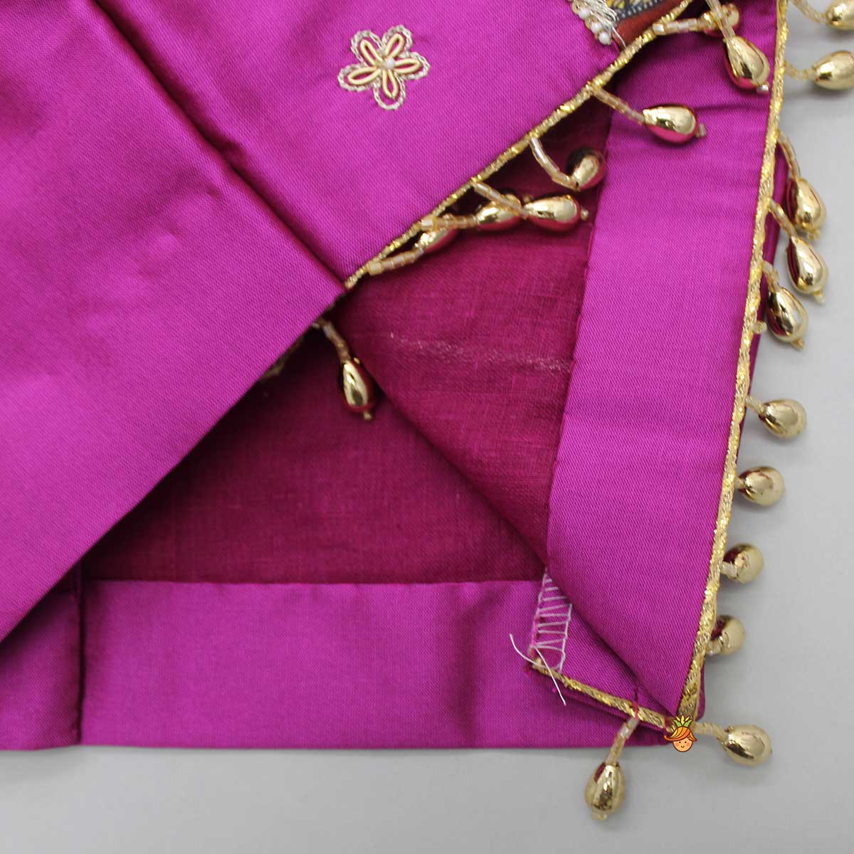 Pre Order: Beautiful Traditional Applique Work Magenta Top And Lehenga