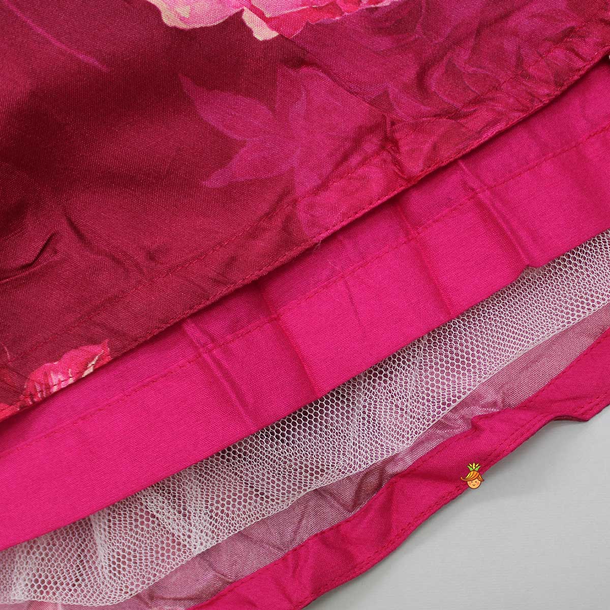 Pre Order: Vibrant Floral Printed Pink Stylish Crop Top And Lehenga