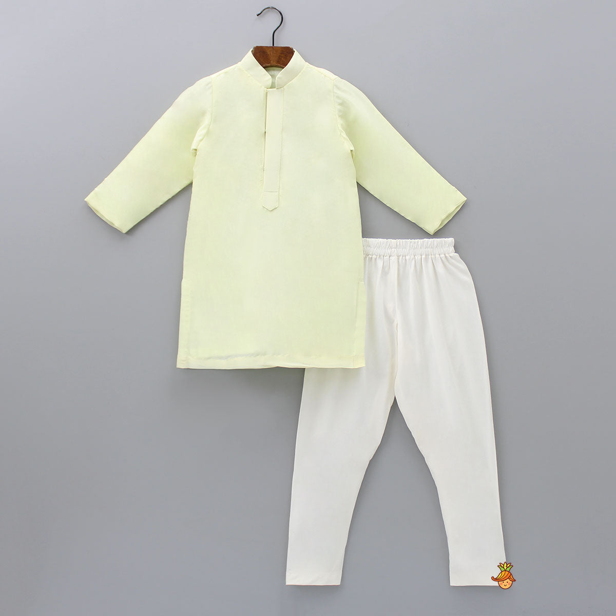 Pre Order: Kurta With Yellow Open Jacket And Off White Churidar