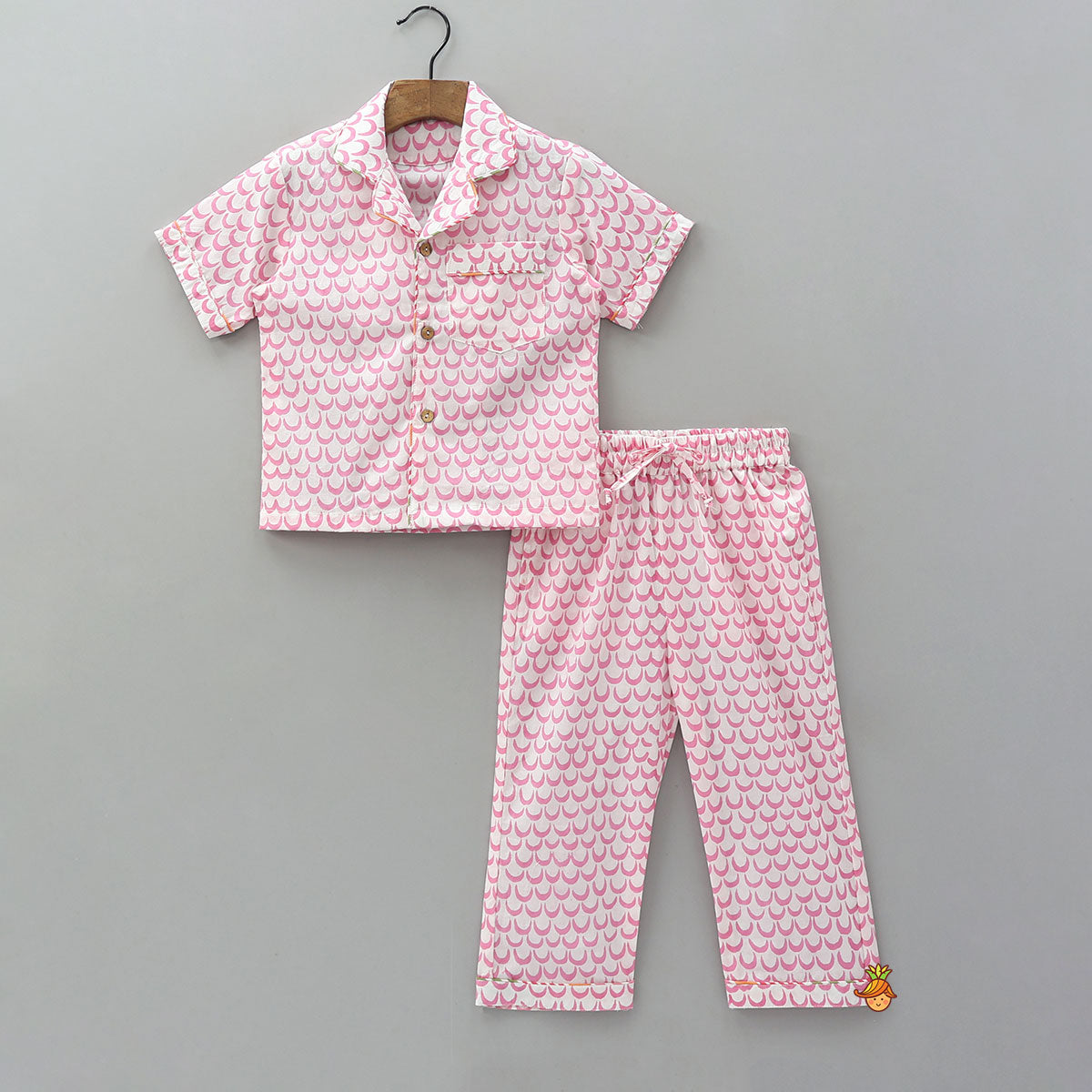 Pre Order: Moon Printed Pink Top And Pyjama