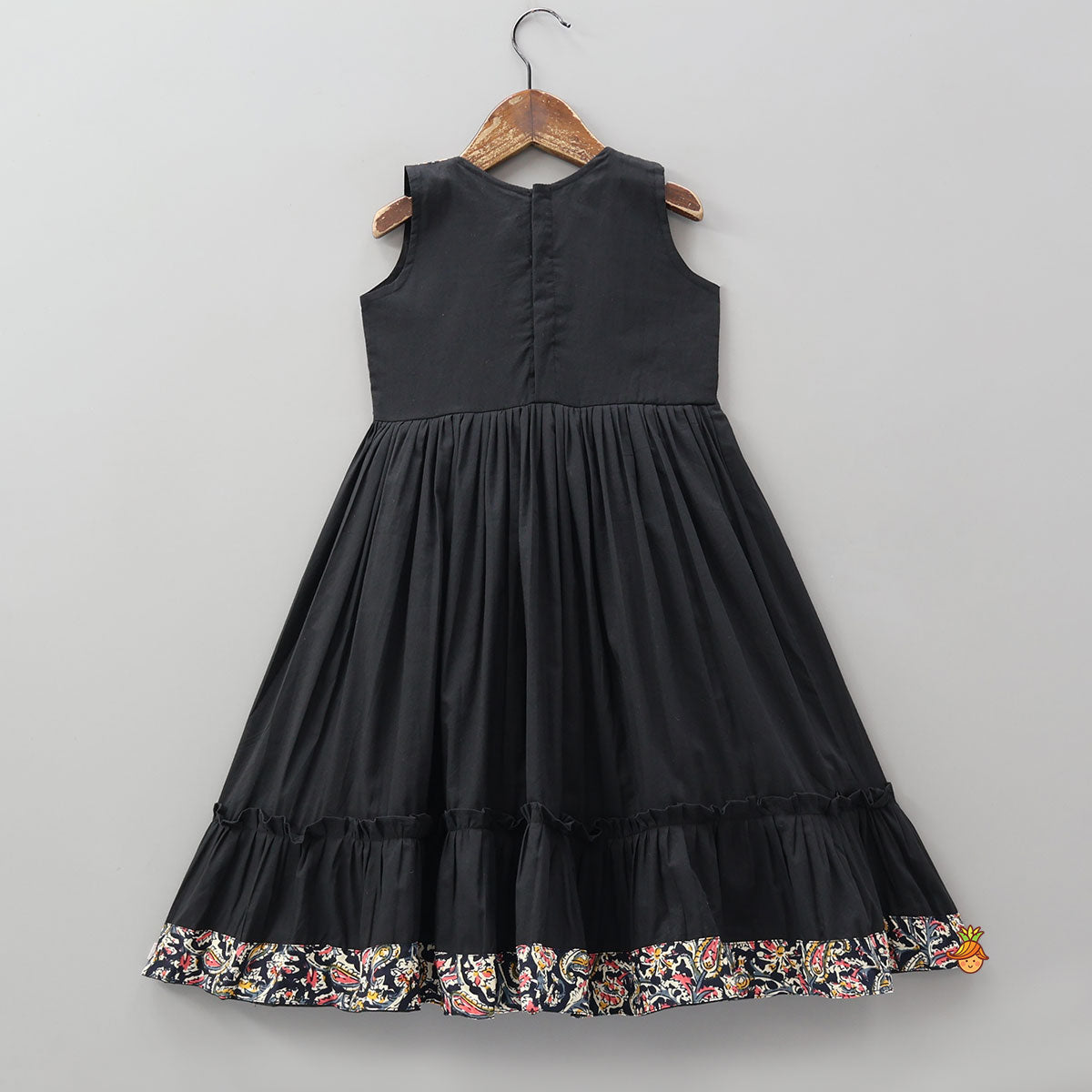 Pre Order: Contrasting Printed Lace Work Black Kurti