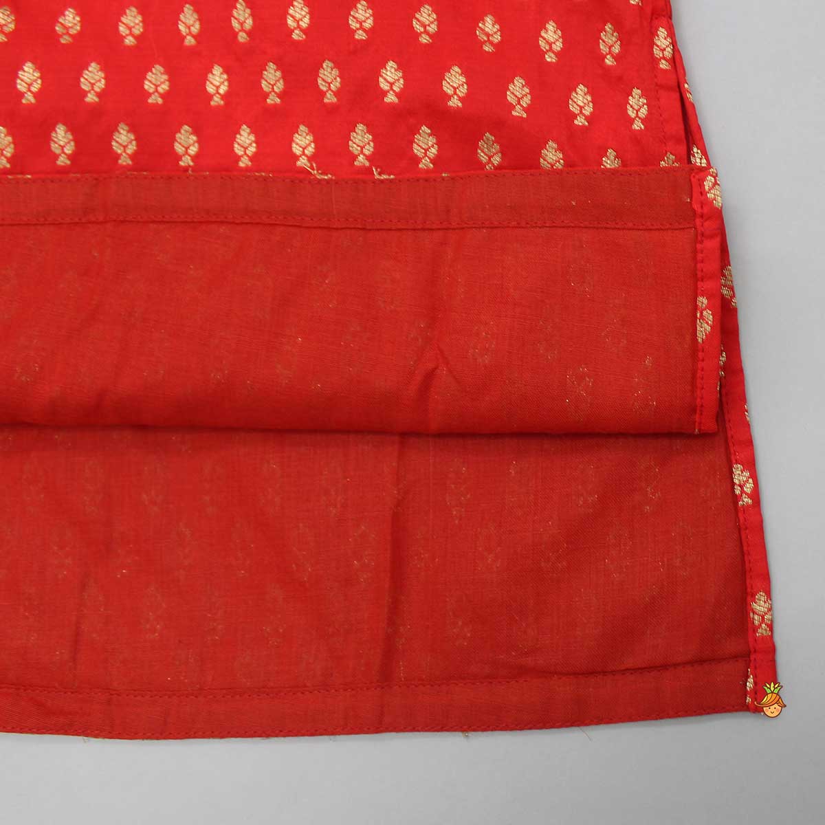 Pre Order: Brocade Red Kurta And Dhoti