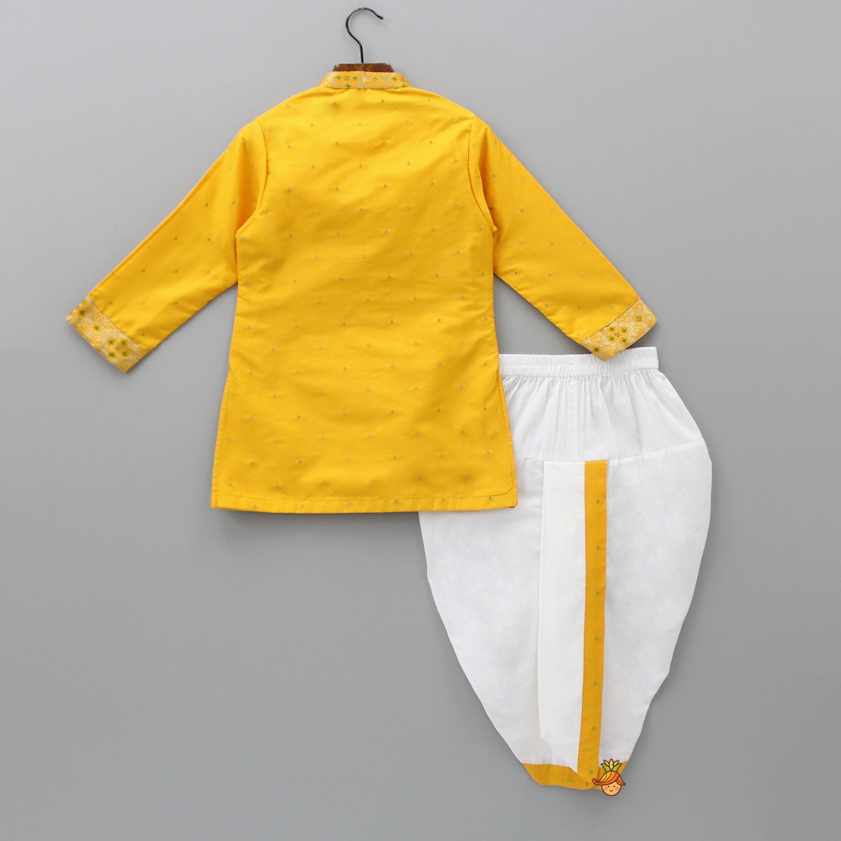 Pre Order: Brocade Yellow Kurta And Dhoti