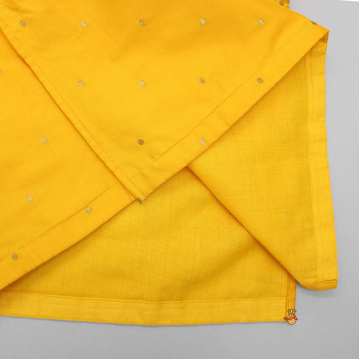 Pre Order: Brocade Yellow Kurta And Dhoti