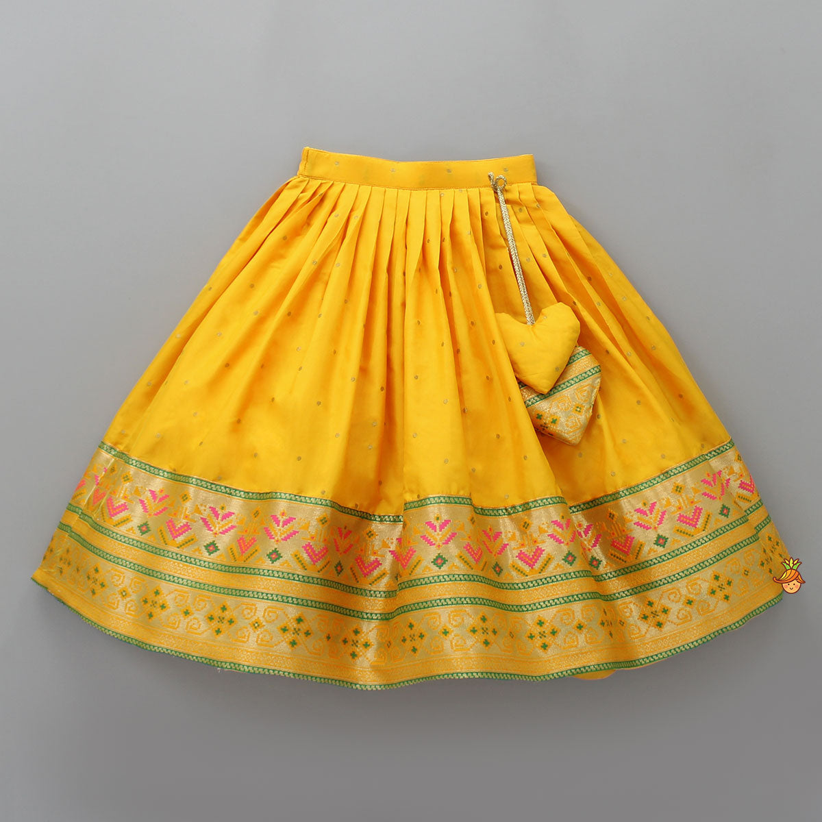 Pre Order: Front Open Brocade Mustard Top And Lehenga