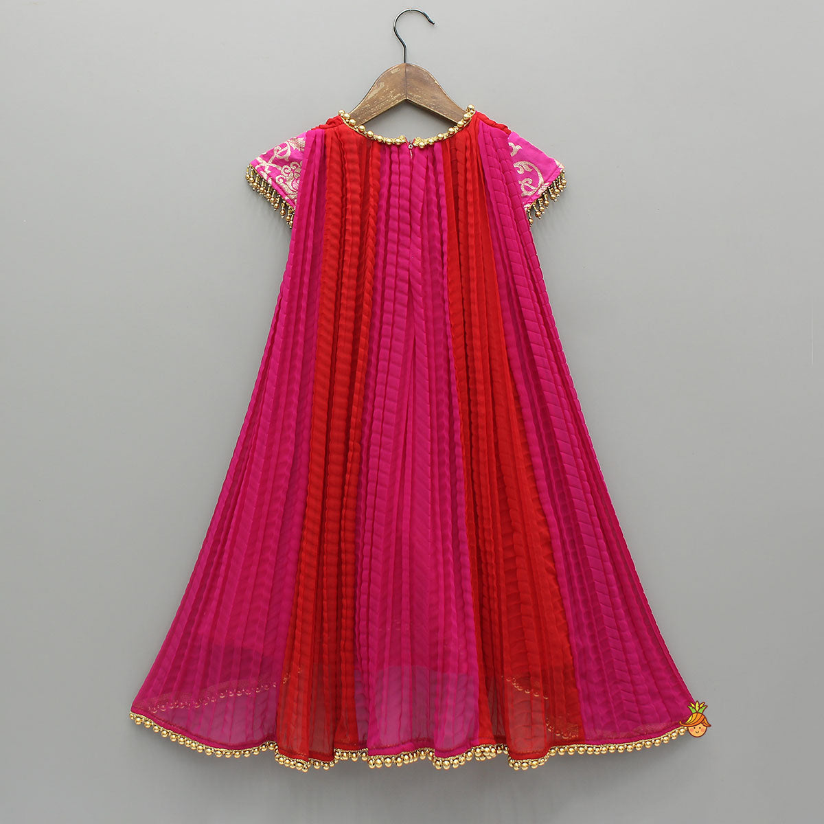 Pre Order: Dual Tone Embroidered Cap Sleeves Kurti