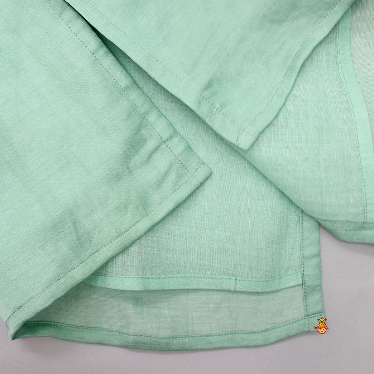 Pre Order: Embroidered Green Kurti And Pant With Striped Multicolour Dupatta