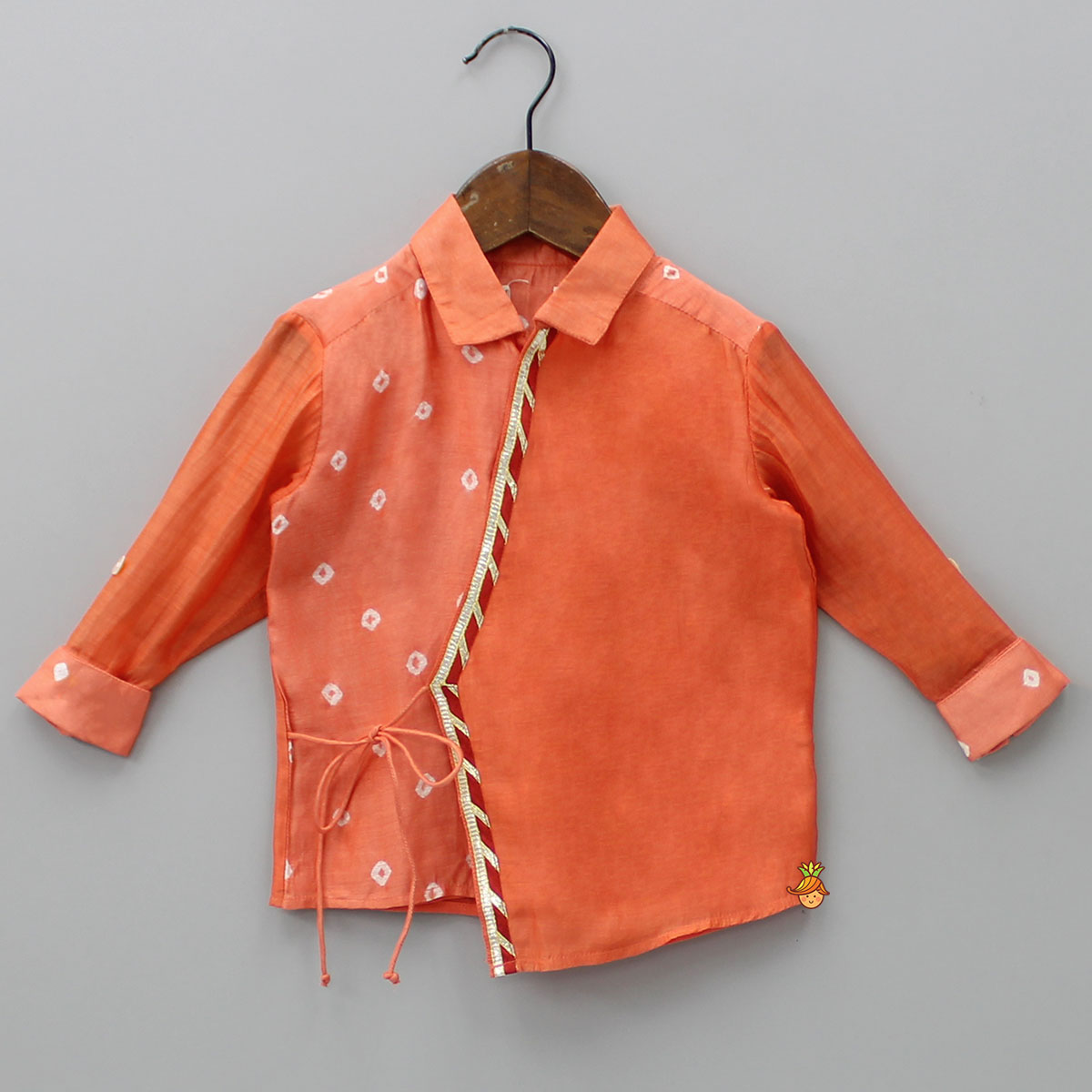 Knot Detail Orange Collar Neck Top And Pant