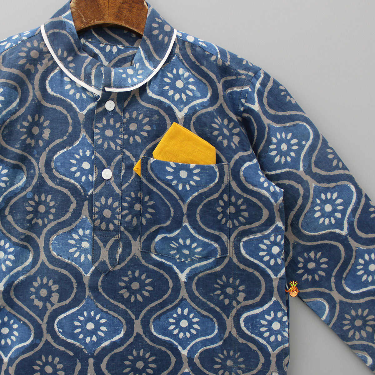 Hand Block Printed Light Indigo Kurta