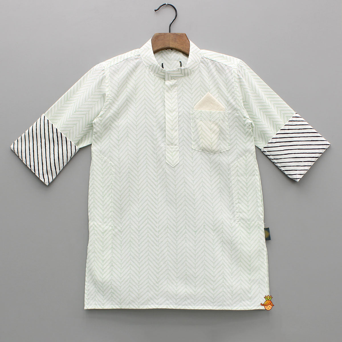 Hand Block Printed Green Kurta
