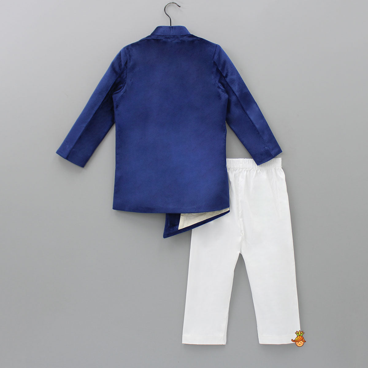 Pre Order: Elegant Blue Front Open Asymmetric Sherwani And Pyjama