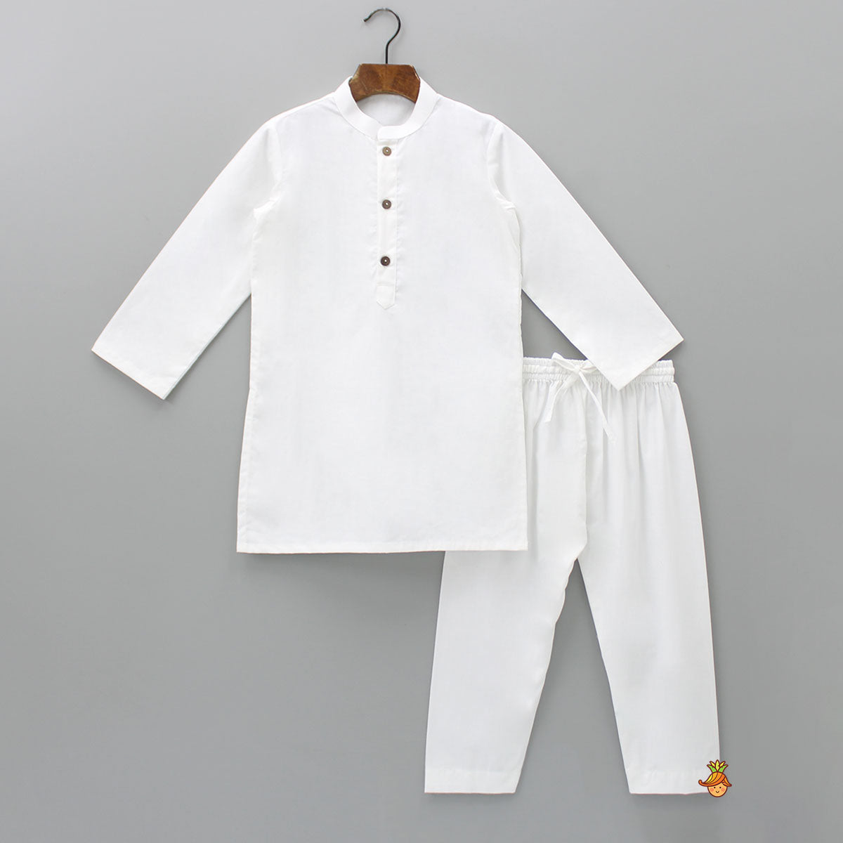 Pre Order: Mandarin Collar White Cotton Kurta With Thread Embroidered Jacket And Pyjama