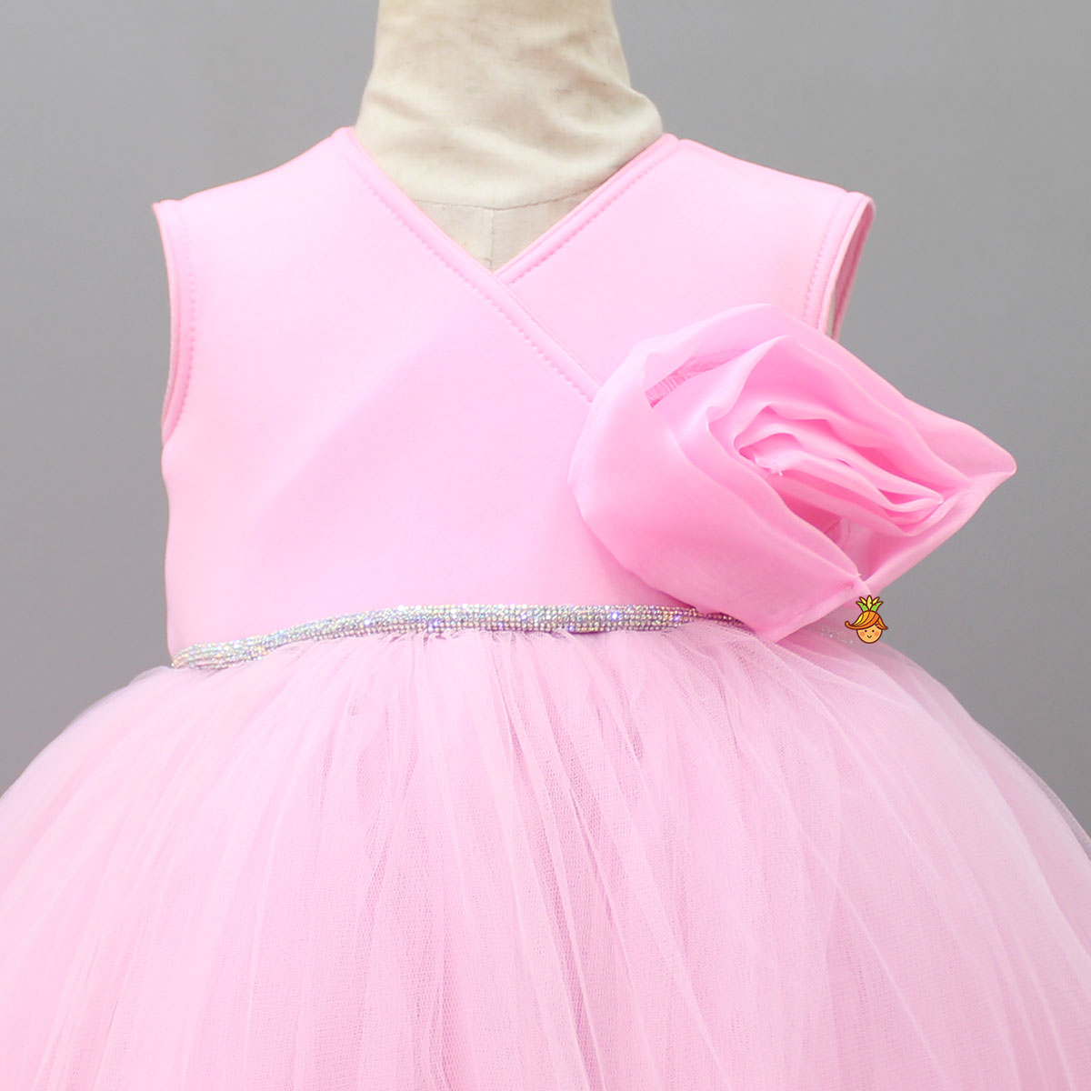 Pre Order: Rose-Adorned Neoprene Dress With Hair Clip