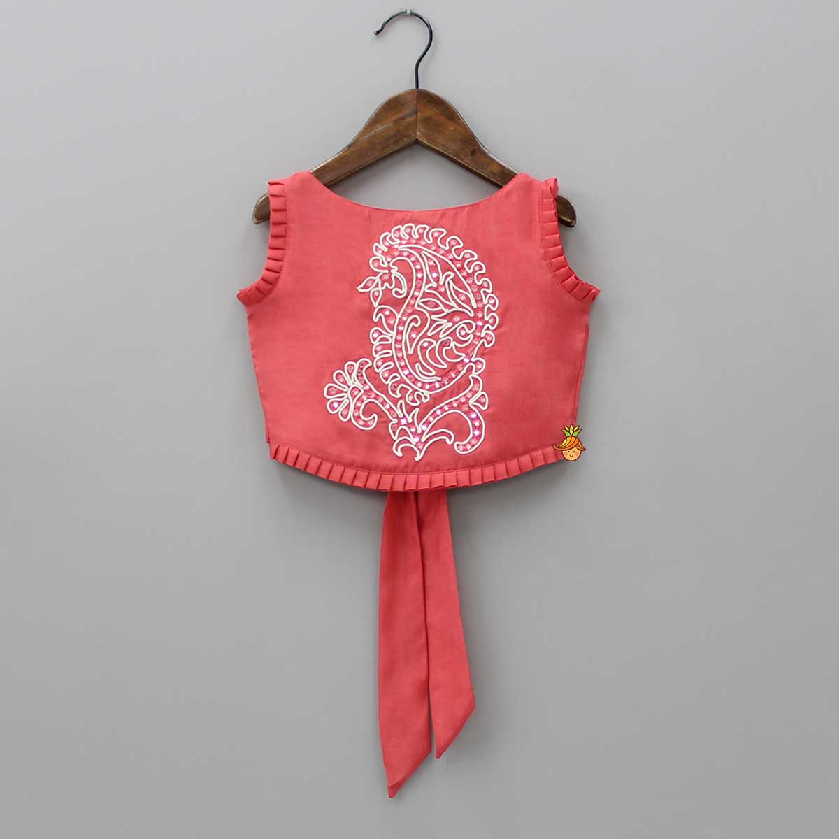 Pre Order: Dori Embroidered Top And Fringe Tassel Enhanced Lehenga