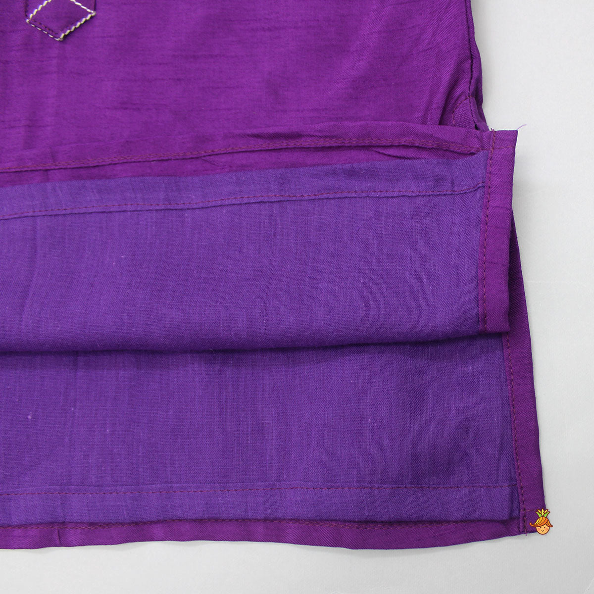 Pre Order: Silk Mandarin Collar Purple Kurta With Open Jacket And Pyjama