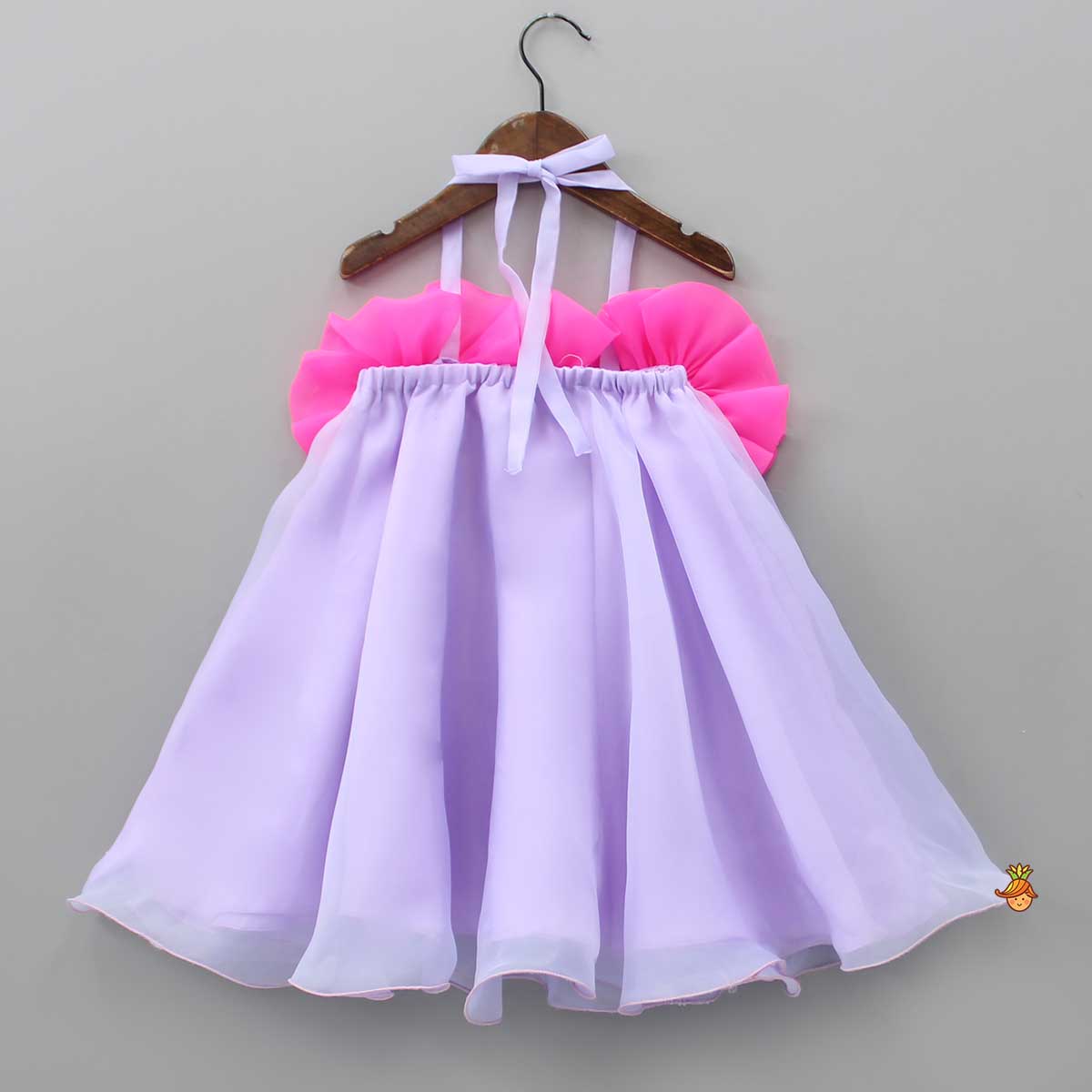 Pre Order: Fabric Flower Enhanced Flared Dual Tone Dress