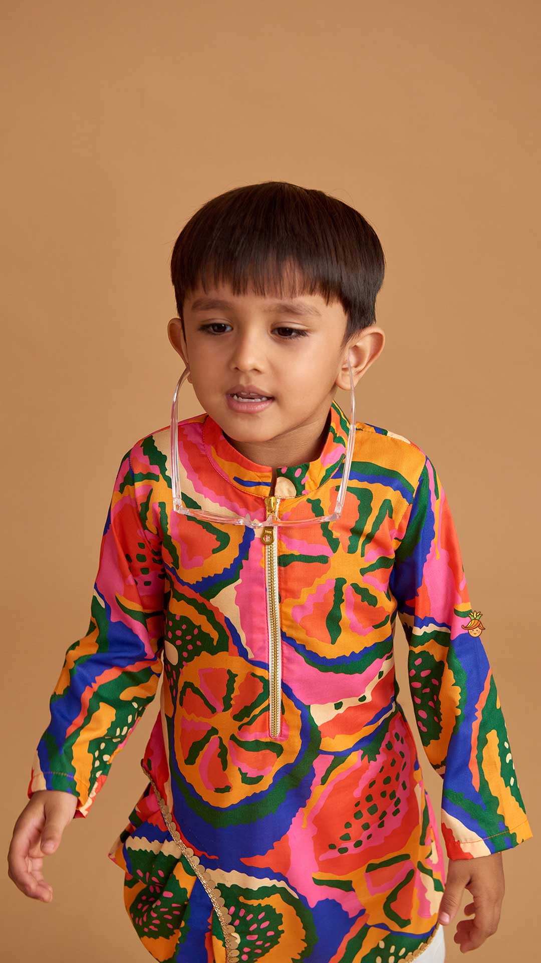 Pre Order: Pleated Stylish Hem Multicolour Kurta And Pyjama