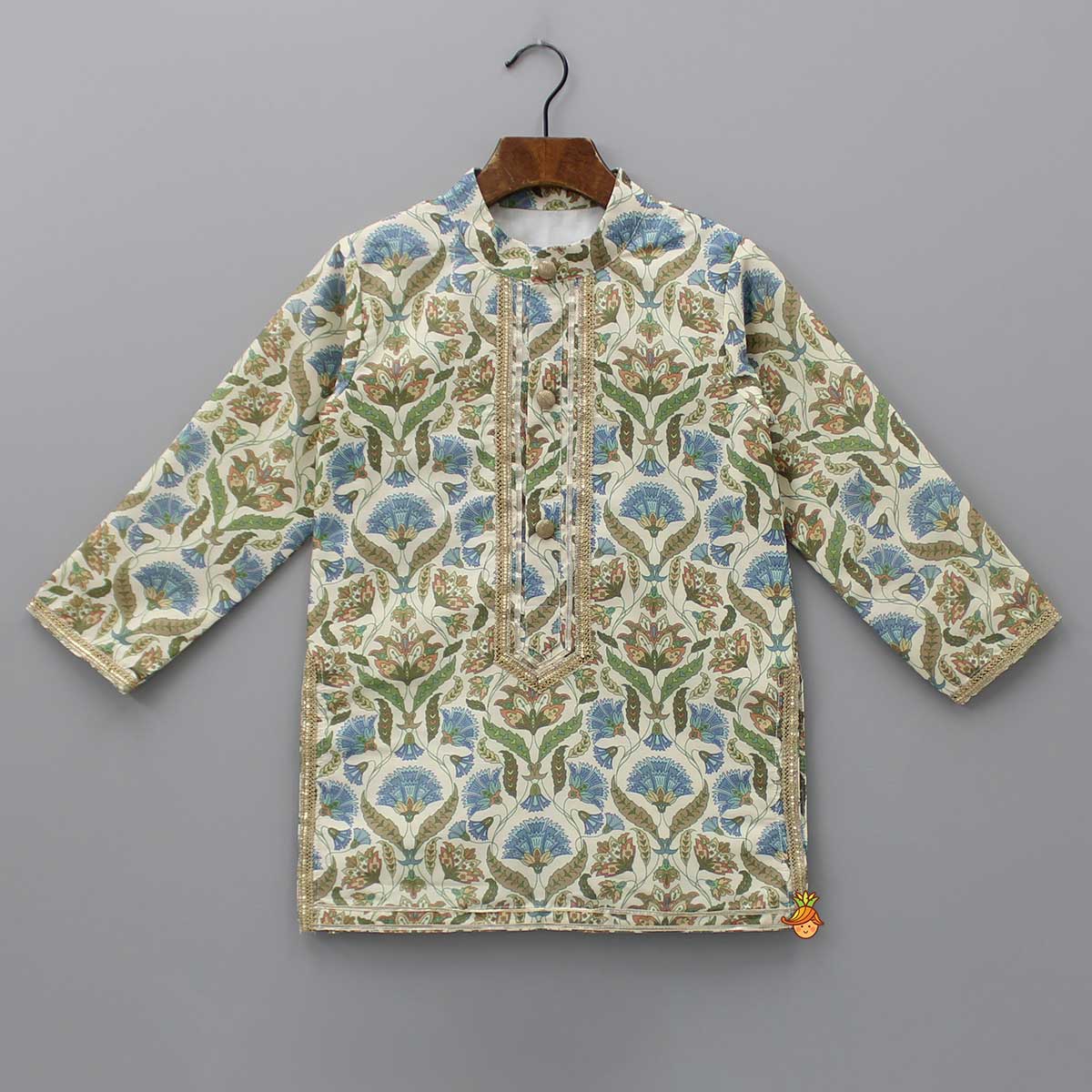 Pre Order: Floral Embroidered Multicolour Kurta With Matching Pyjama
