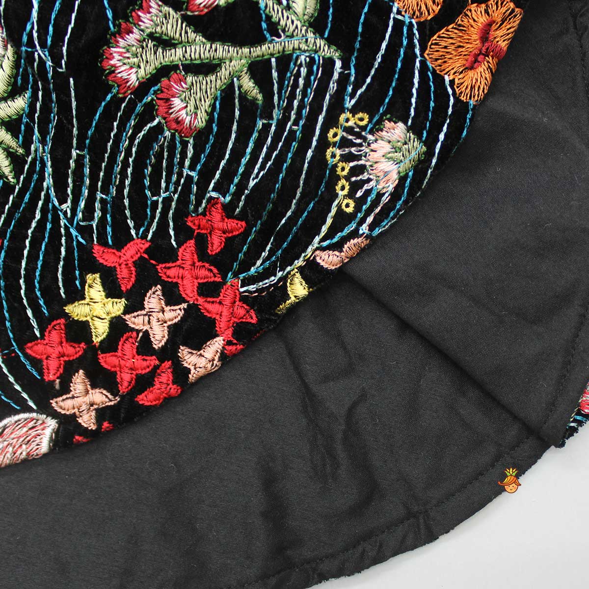 Pre Order: Embroidered Velvet Black Top And Flared Palazzo