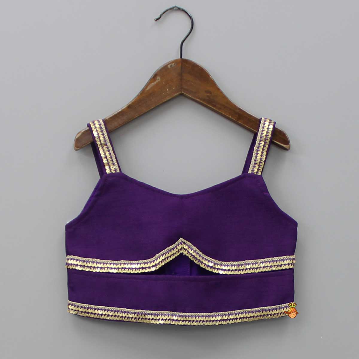 Pre Order: Sequin Lace StrapTop In Purple, With Printed palazzo