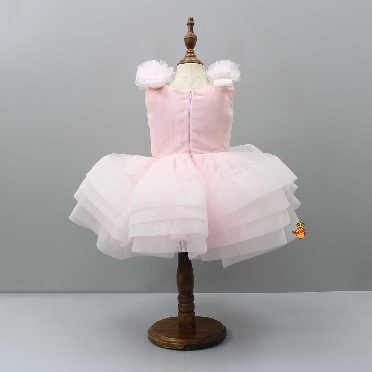 Pre Order: Embroidered Pink Ruffle Dress With Bowie Head Band