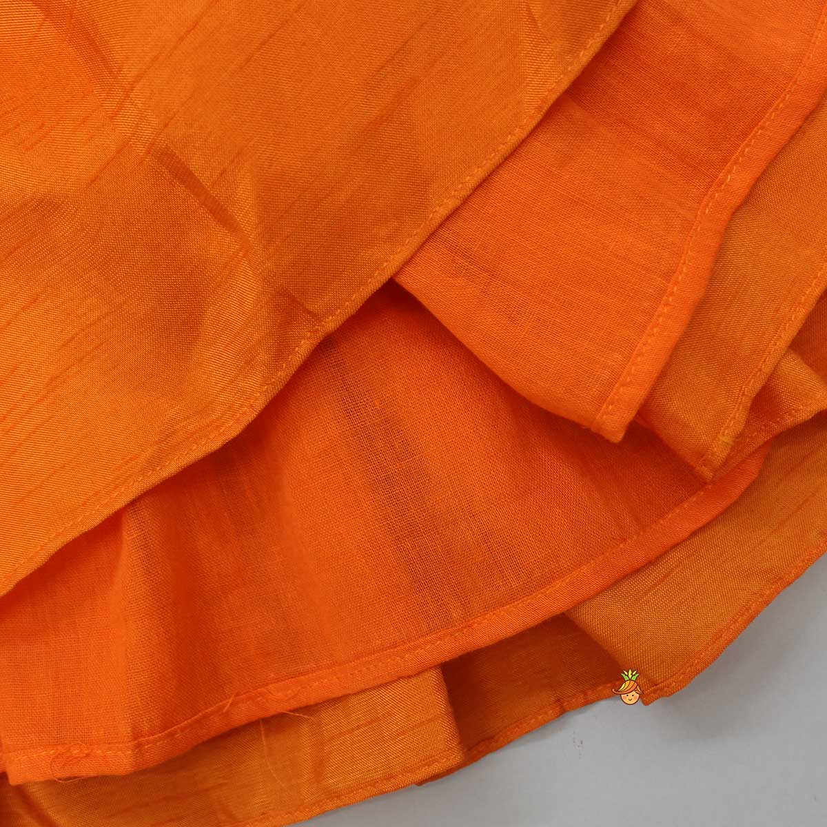 Pre Order: Pleated Armhole Orange Kurti And Shibori Printed Dhoti