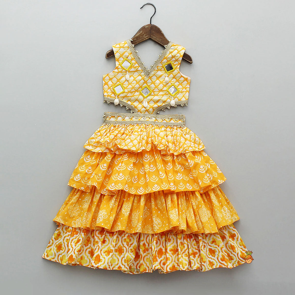 Pre Order: Faux Mirror Work Ruffle Kurti