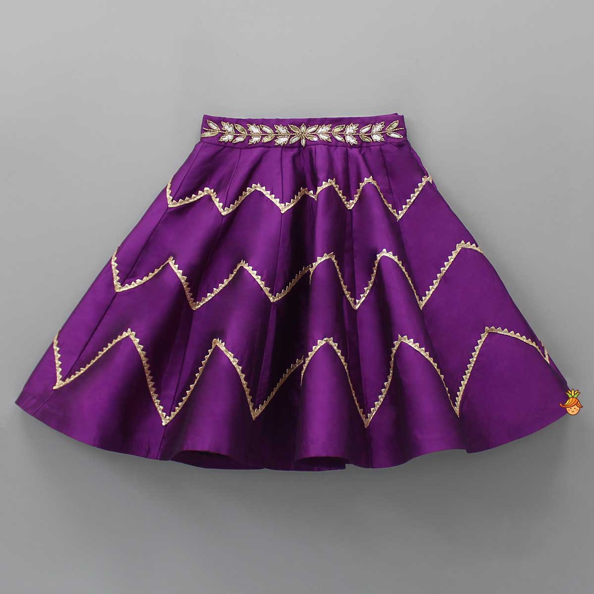 Pre Order: Purple Embroidered Top And Lehenga With Matching Net Dupatta
