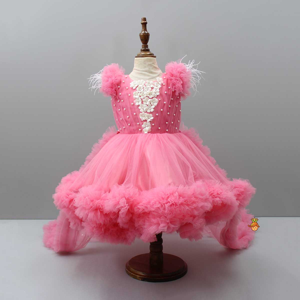 Pre Order: Pink Ruffle Dress With Matching Bow And Hairclip