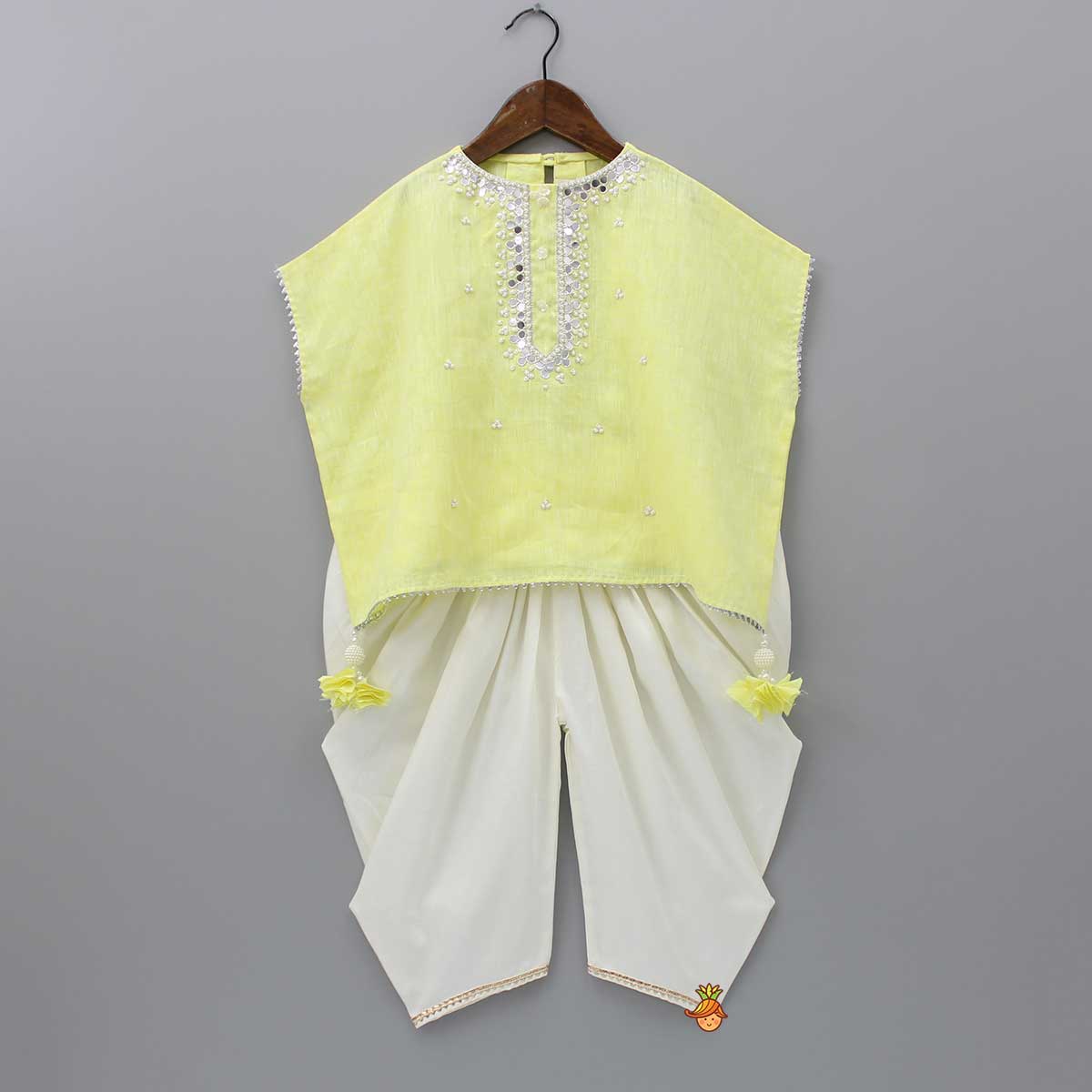 Pre Order Yellow Kaftan Top And Patiala