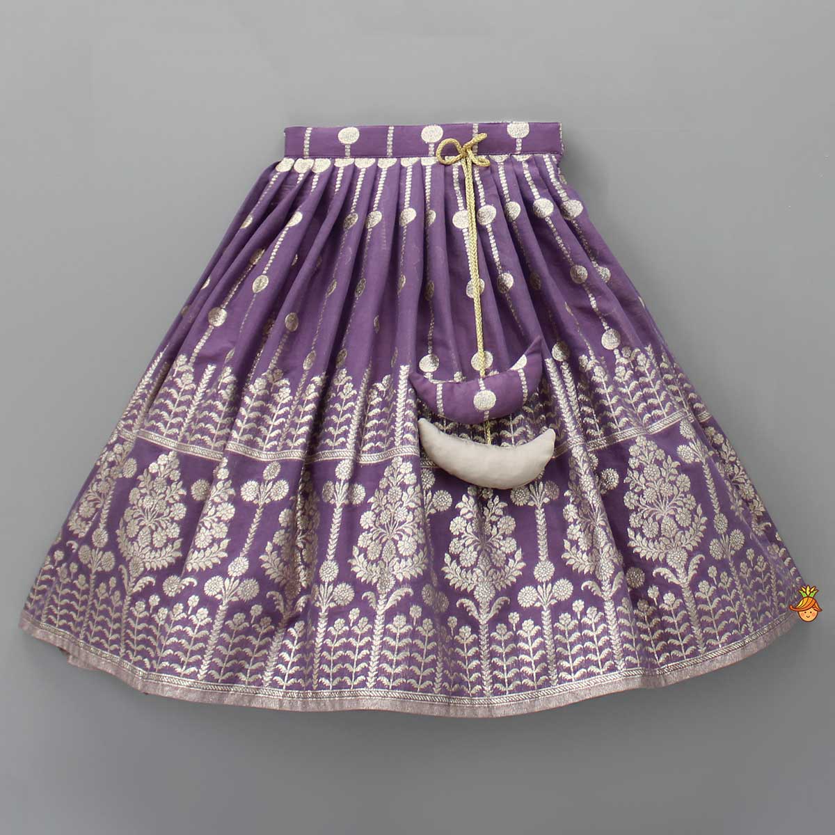 Pre Order: Brocade Embroidered Purple Top And Lehenga
