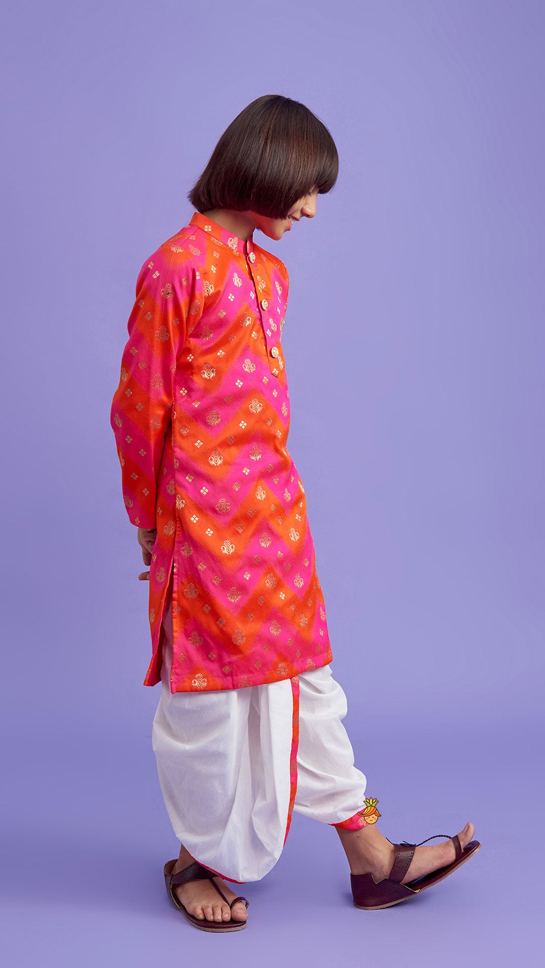 Pre Order: Embroidered Dual Tone Kurta And Dhoti