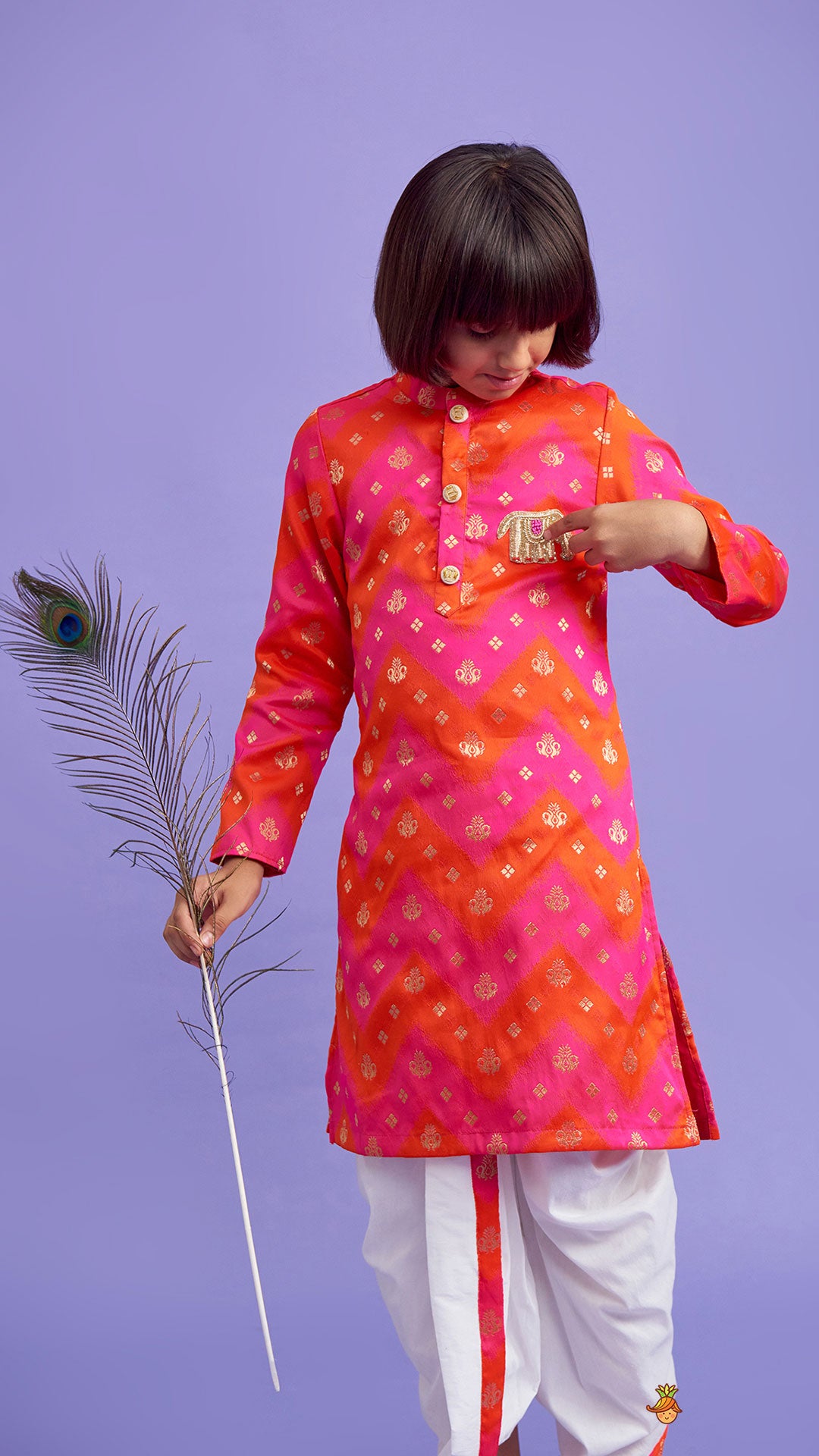 Pre Order: Embroidered Dual Tone Kurta And Dhoti