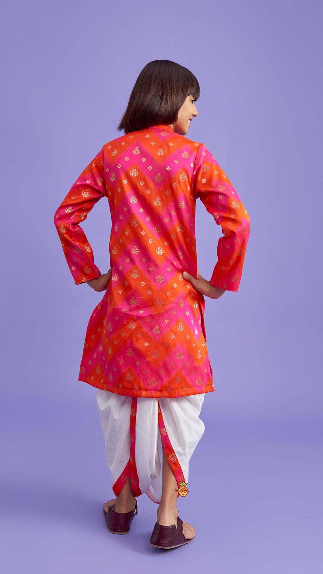 Pre Order: Embroidered Dual Tone Kurta And Dhoti