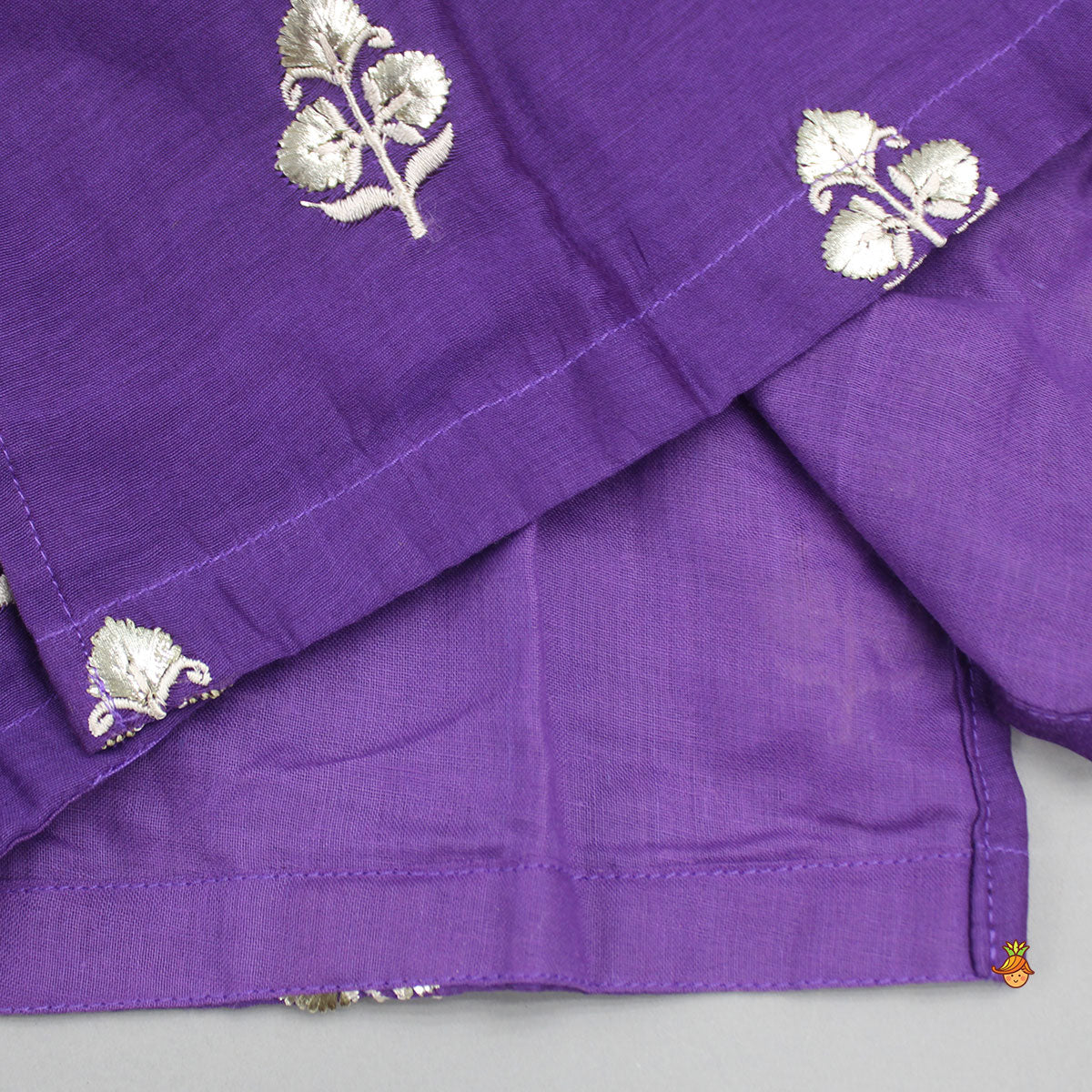 Pre Order: Embroidered Purple Kurta And Mustard Dhoti