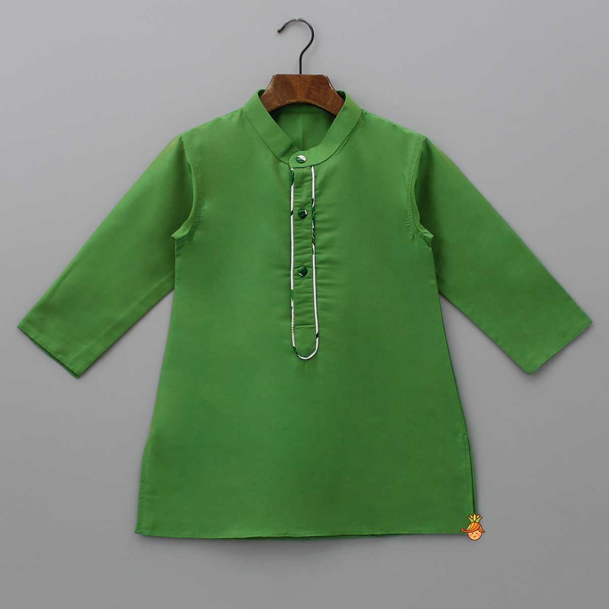 Pre Order: Green Kurta With Tree-Printed Jacket And Pyjama