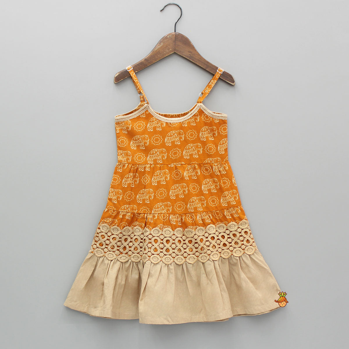 Animal Printed Ruffle Orange Kurti