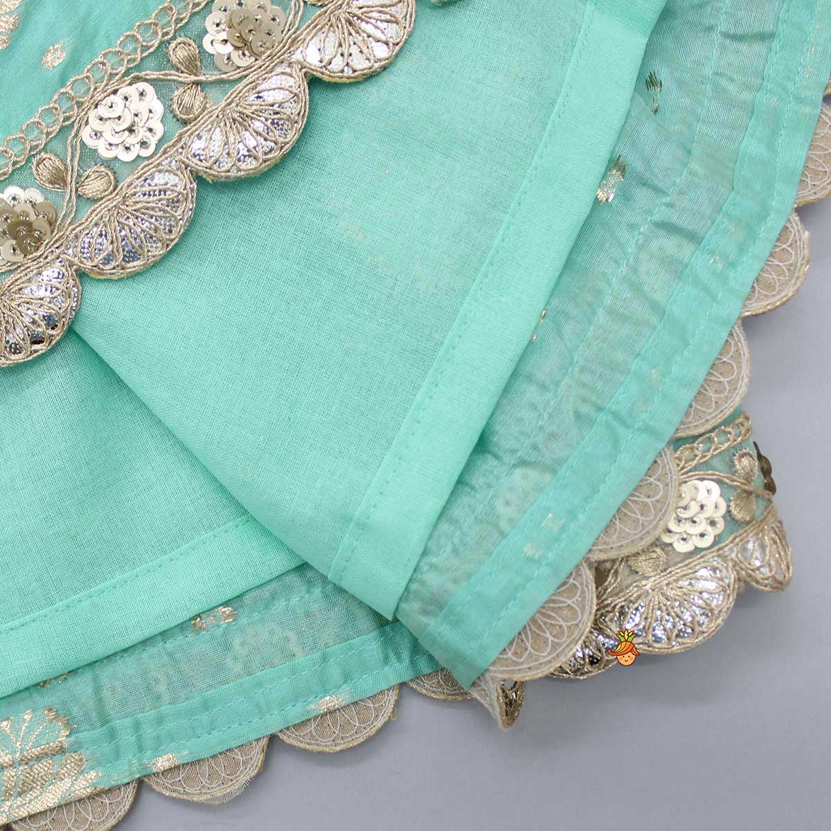 Pre Order: Chanderi Embroidered Green Top And Lehenga With Matching Dupatta