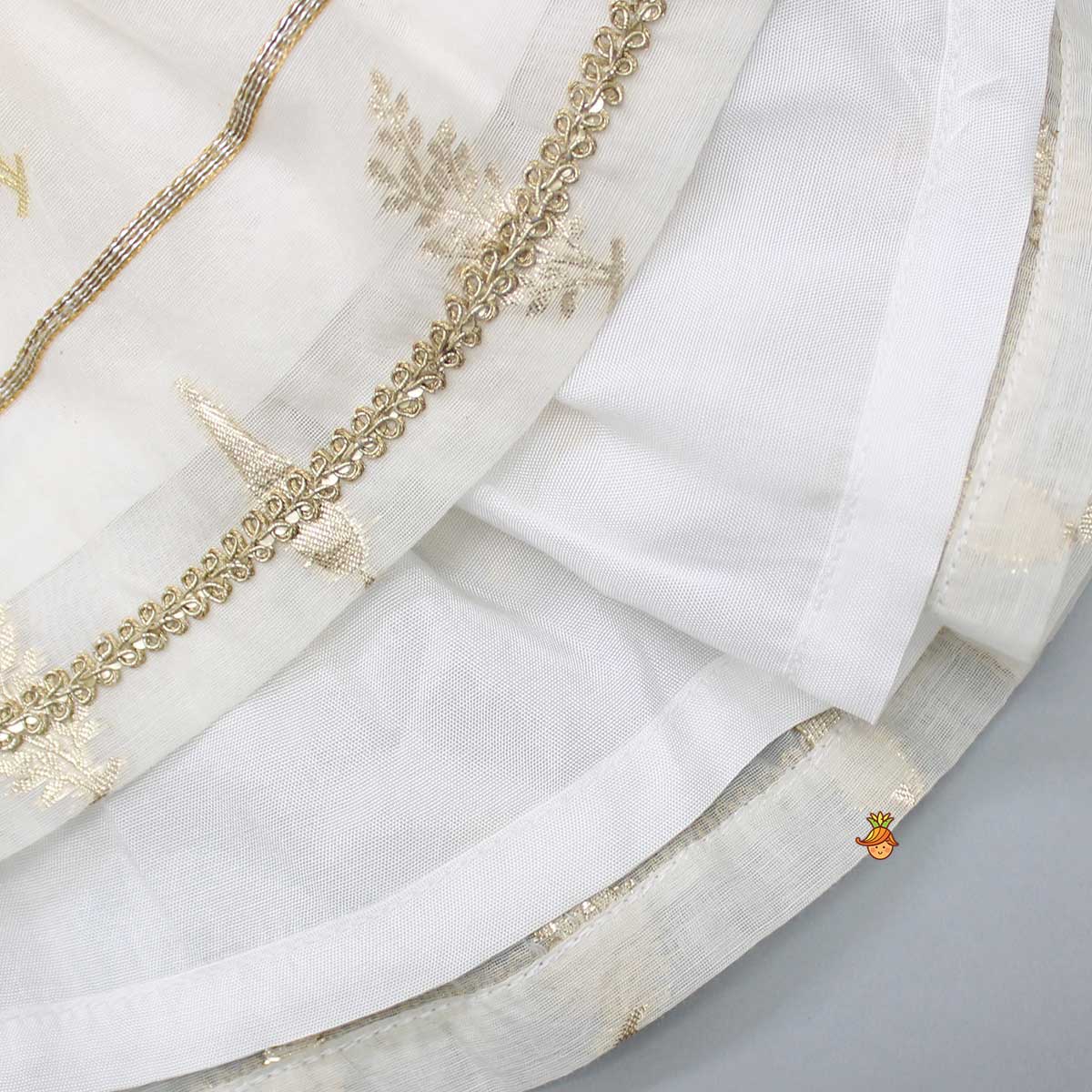 Pre Order: Chanderi Embroidered Ivory Top And Sharara With Net Dupatta