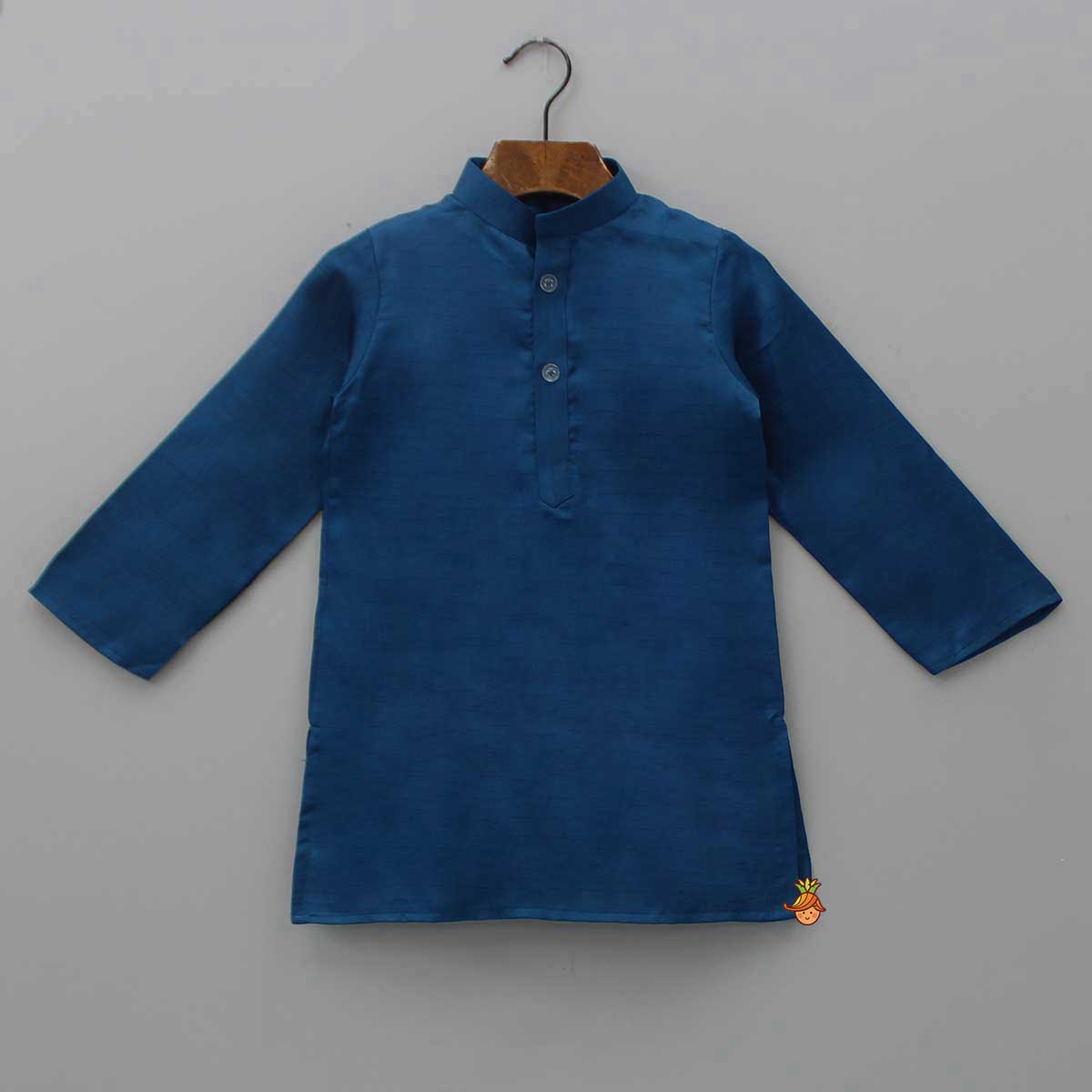 Pre Order: Blue Kurta With Bird Embroidered Green Jacket And Pyjama