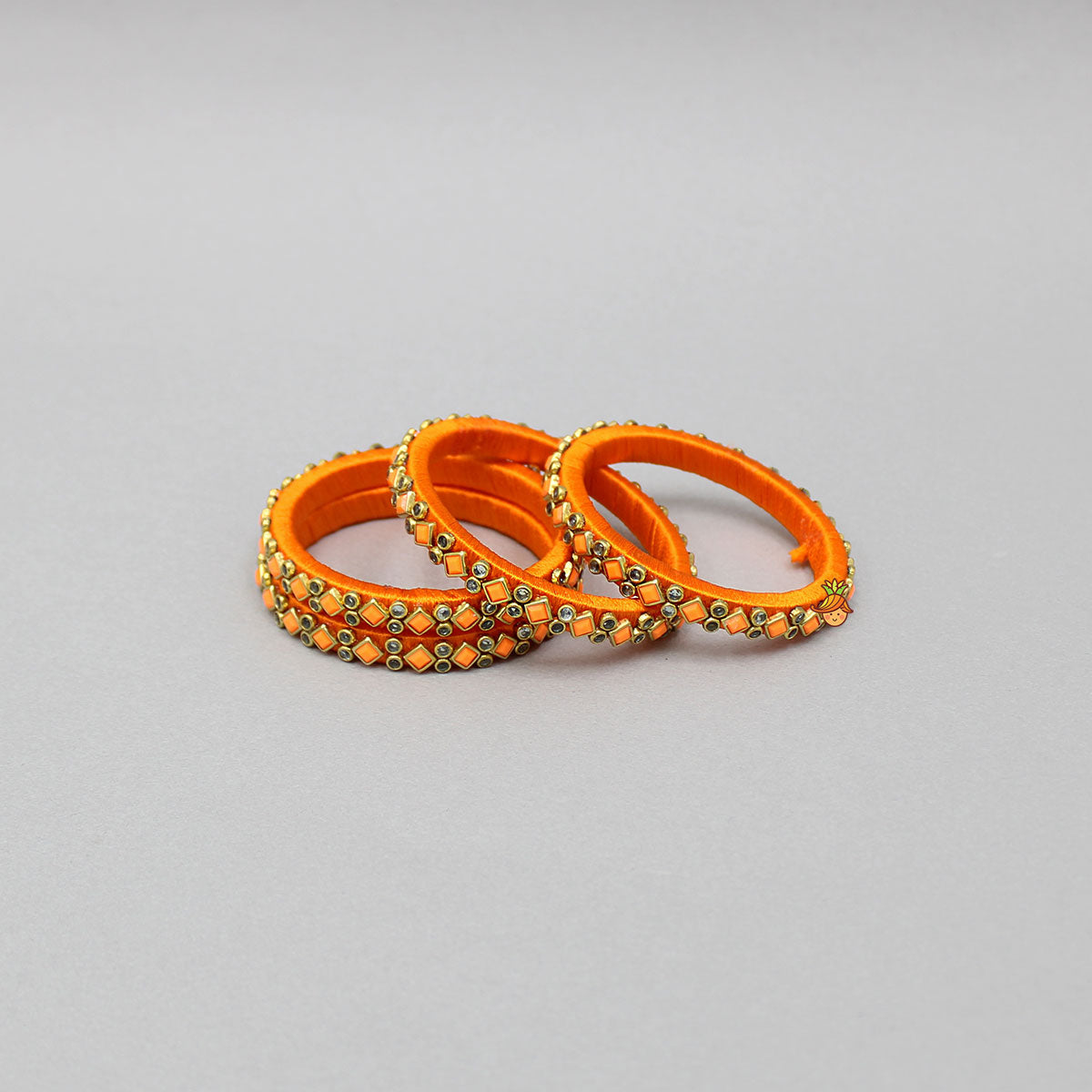 Thread Detailed Orange Bangles