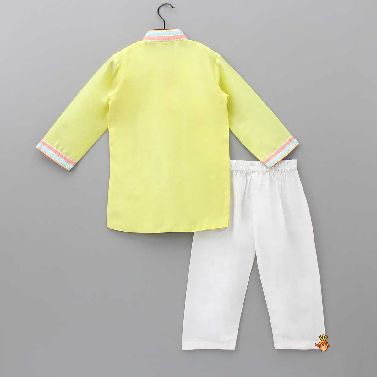 Pre Order: Gota Lace Detail Yellow Kurta And Pyjama