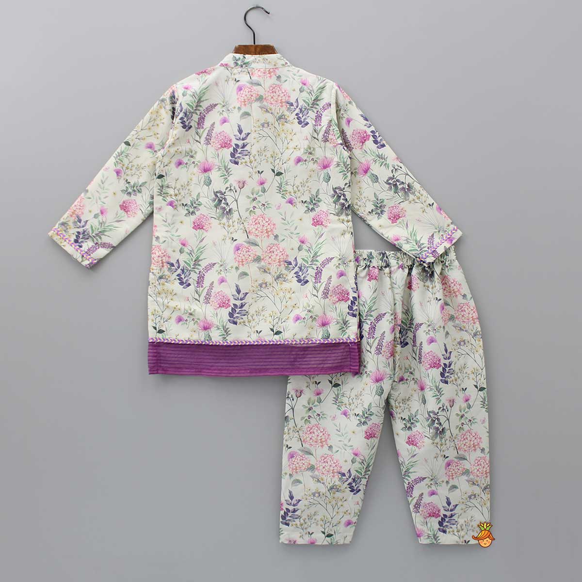 Pre Order: Pleated Front Placket Multicolour Kurta And Pyjama