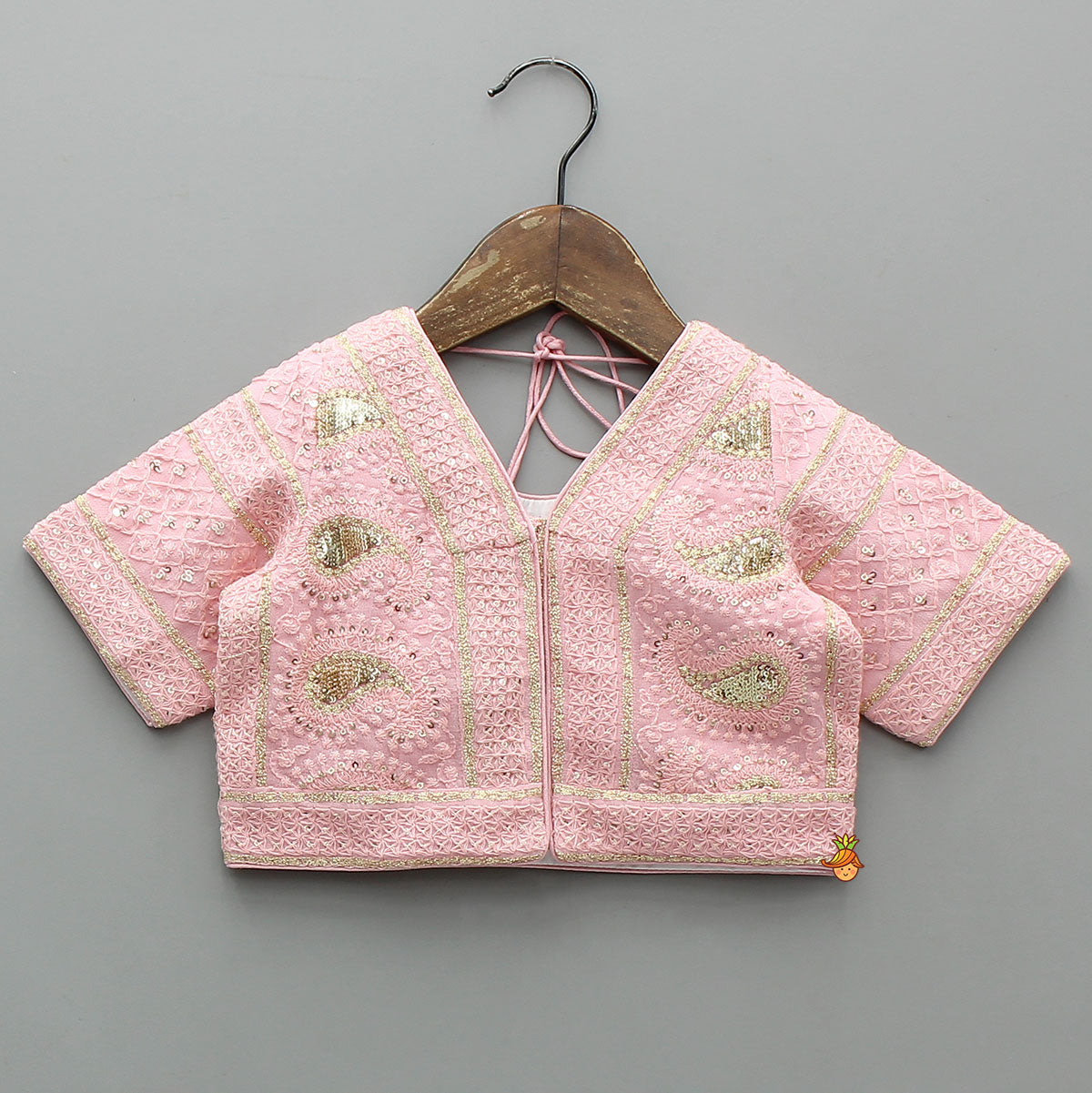 Pre Order: Embroidered Top And Lehenga With Matching Potli And Net Dupatta