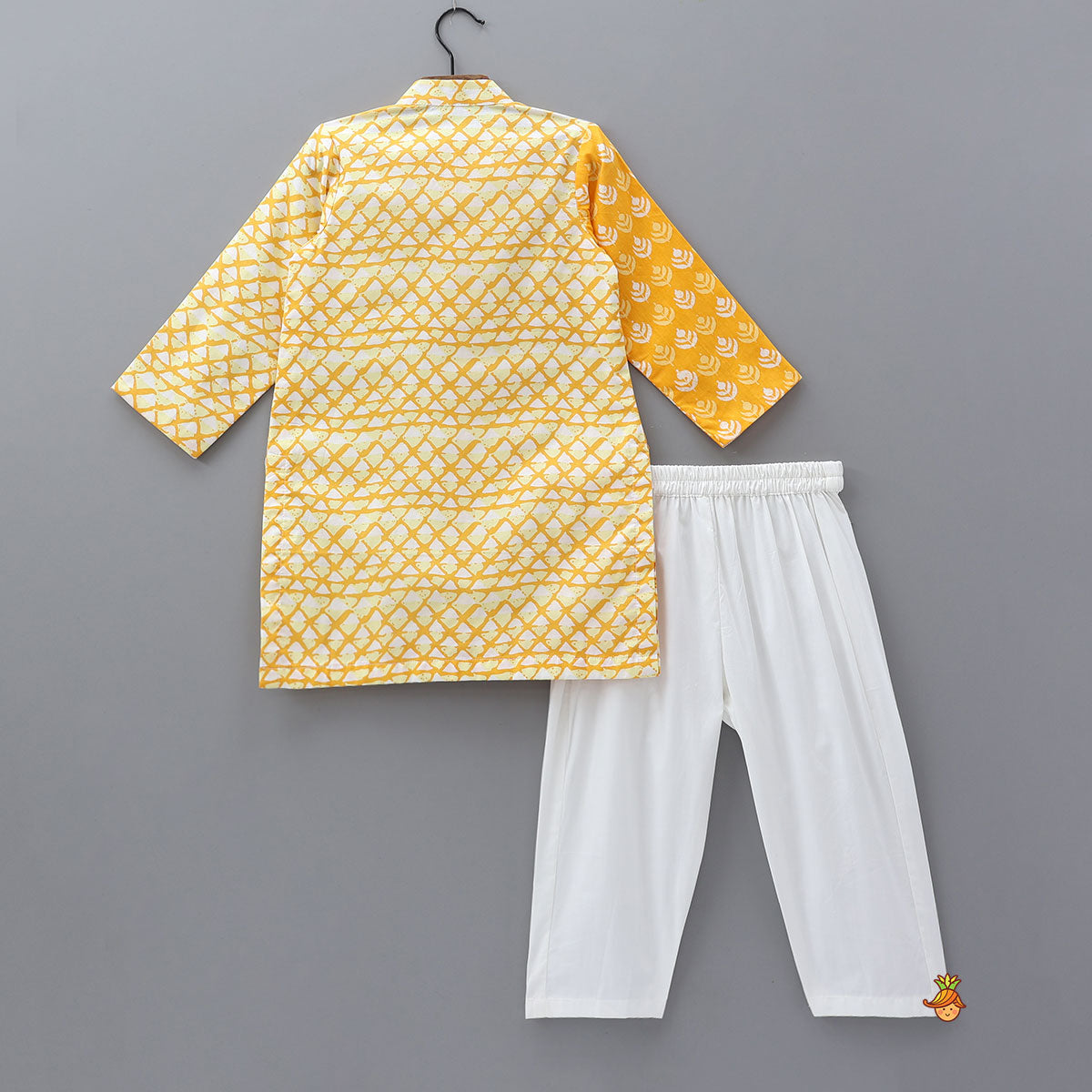 Pre Order: Printed Mustard Kurta And Pyjama