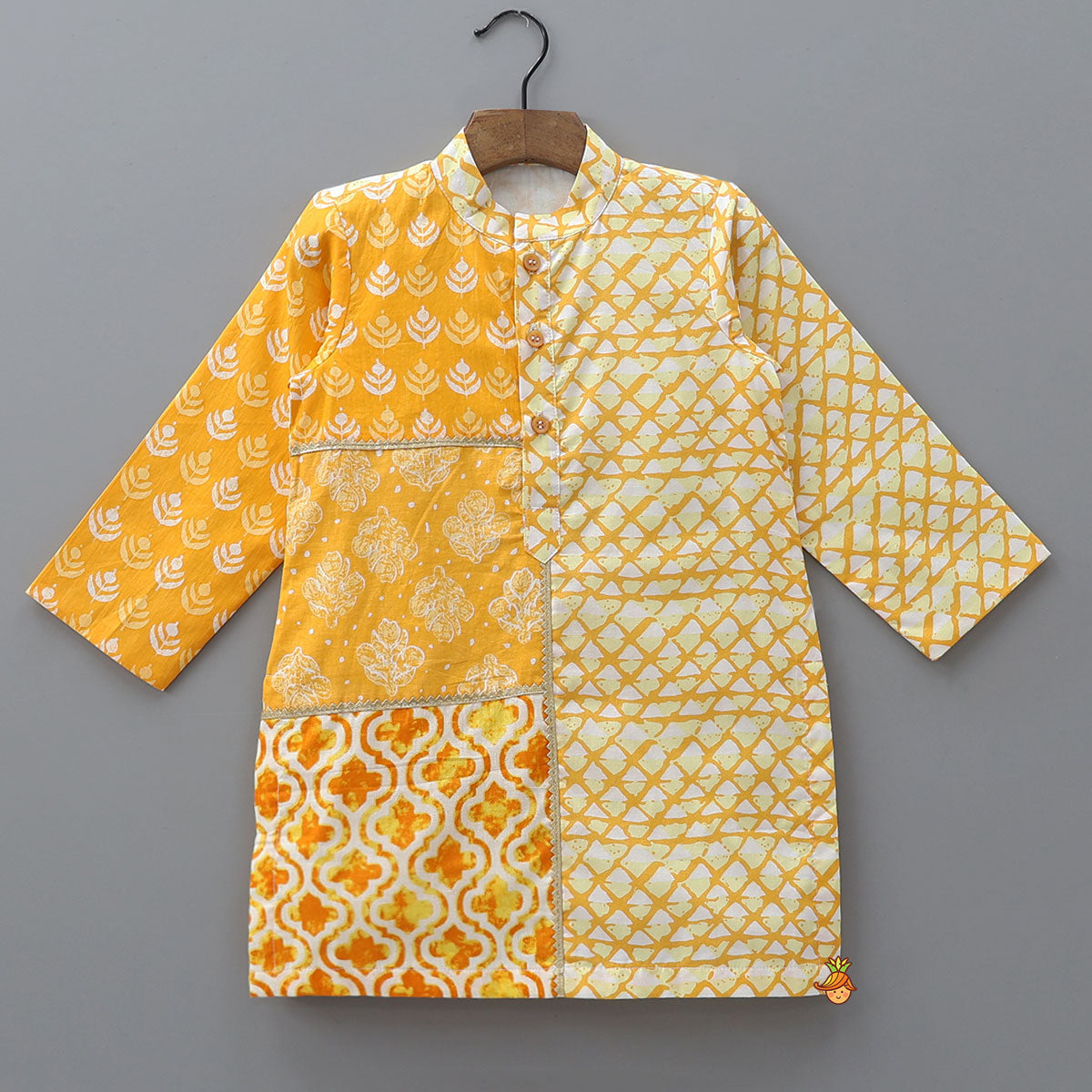 Pre Order: Printed Mustard Kurta And Pyjama
