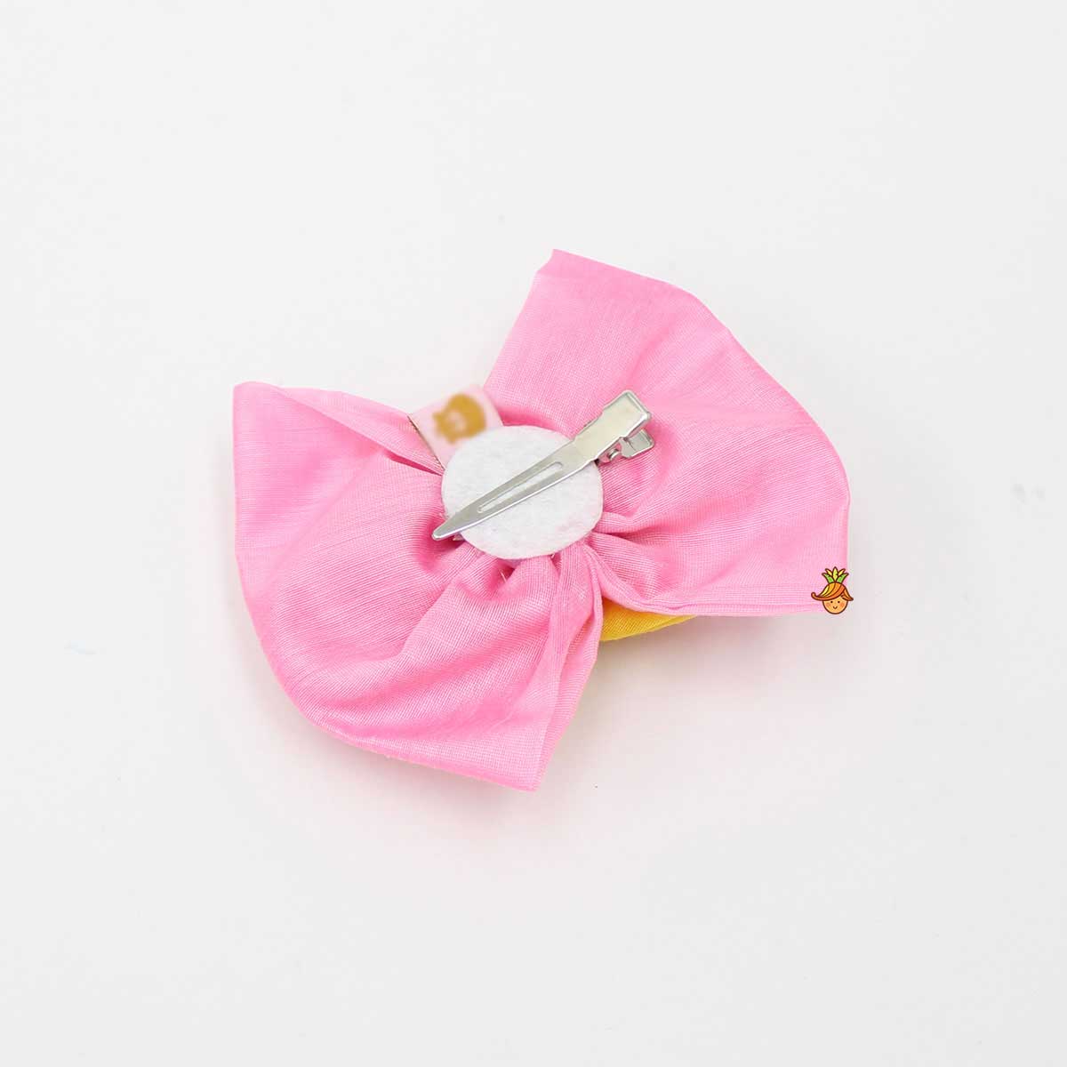 Flower Adorned Pink And Yellow Two Tone Hair Clip