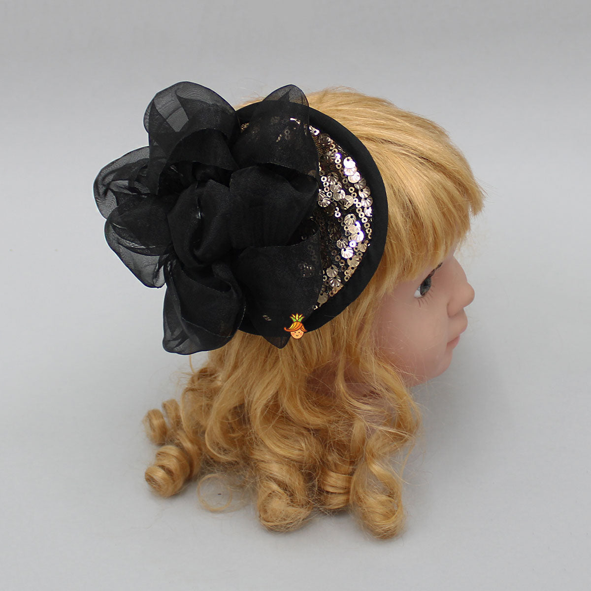 Shiny Sequin And Floral Black Hair Clip