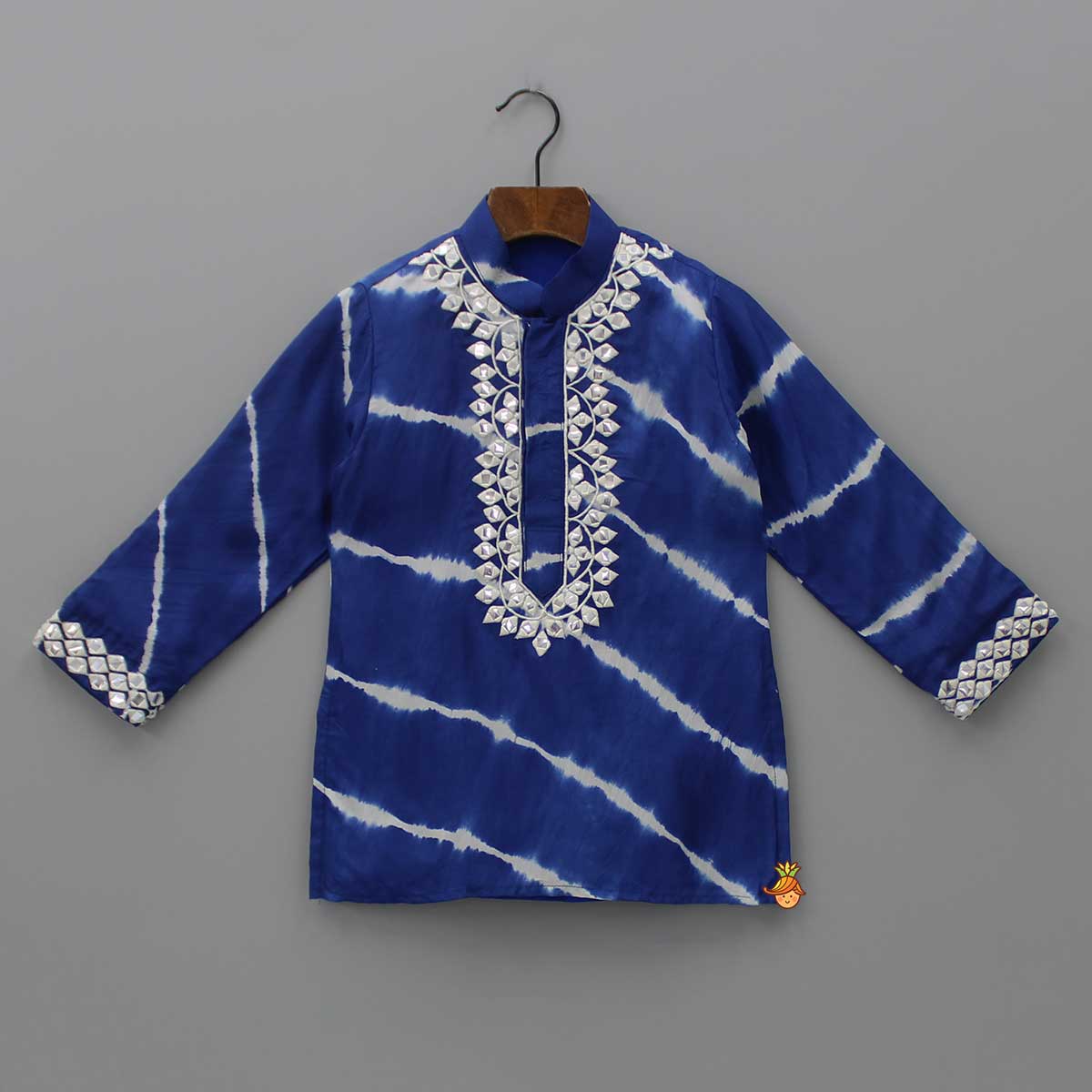 Pre Order: Blue Lehariya Striped Kurta With White Pyjama