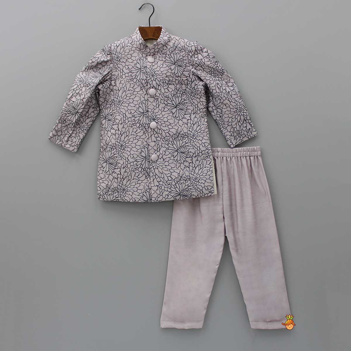 Pre Order: Thread Embroidered Sherwani And Pyjama
